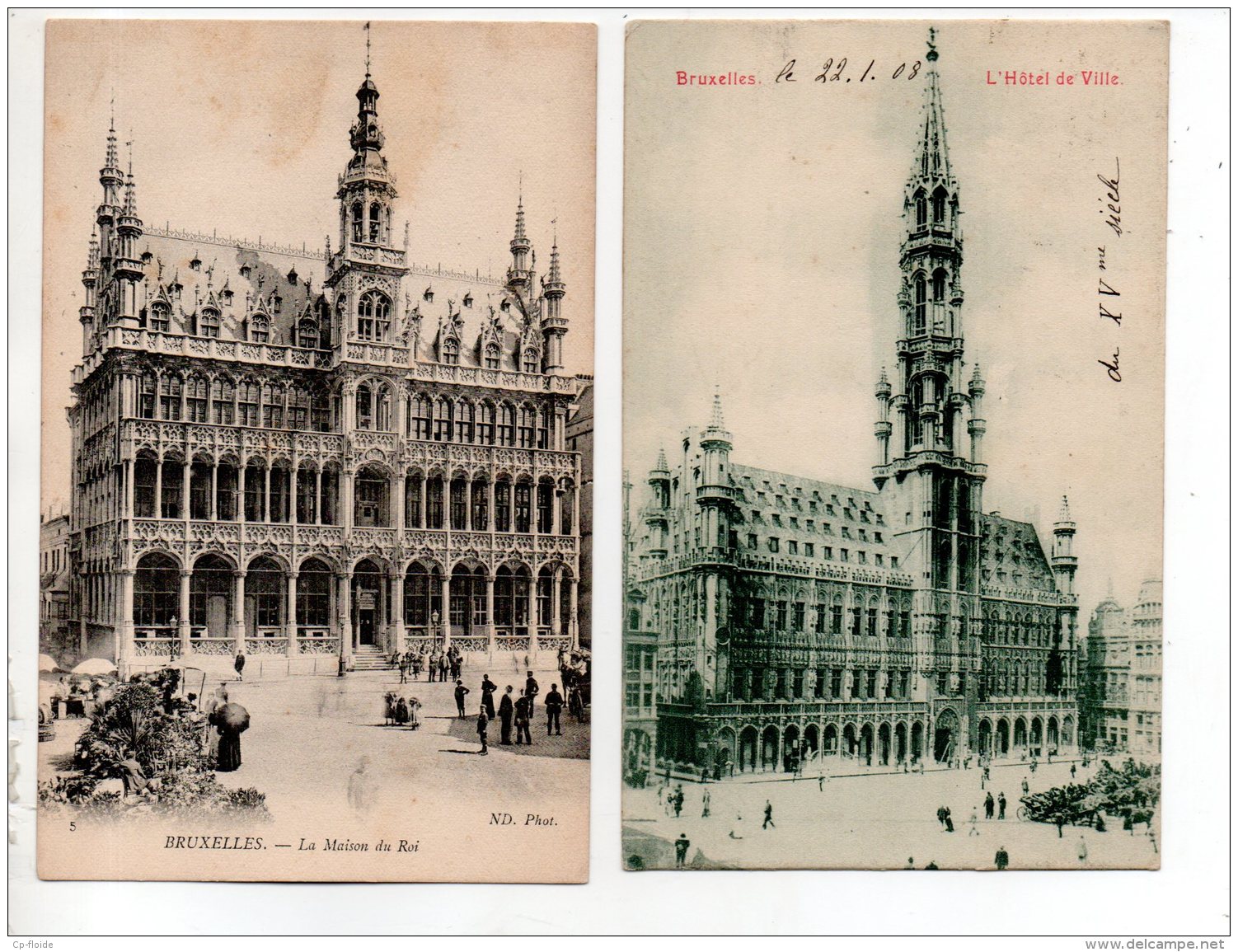 BELGIQUE . BELGIË . BRUXELLES . " LA MAISON DU ROI " & " L'HÔTEL DE VILLE " . 2 CARTES POSTALES - Réf. N°17635 - - Sets And Collections