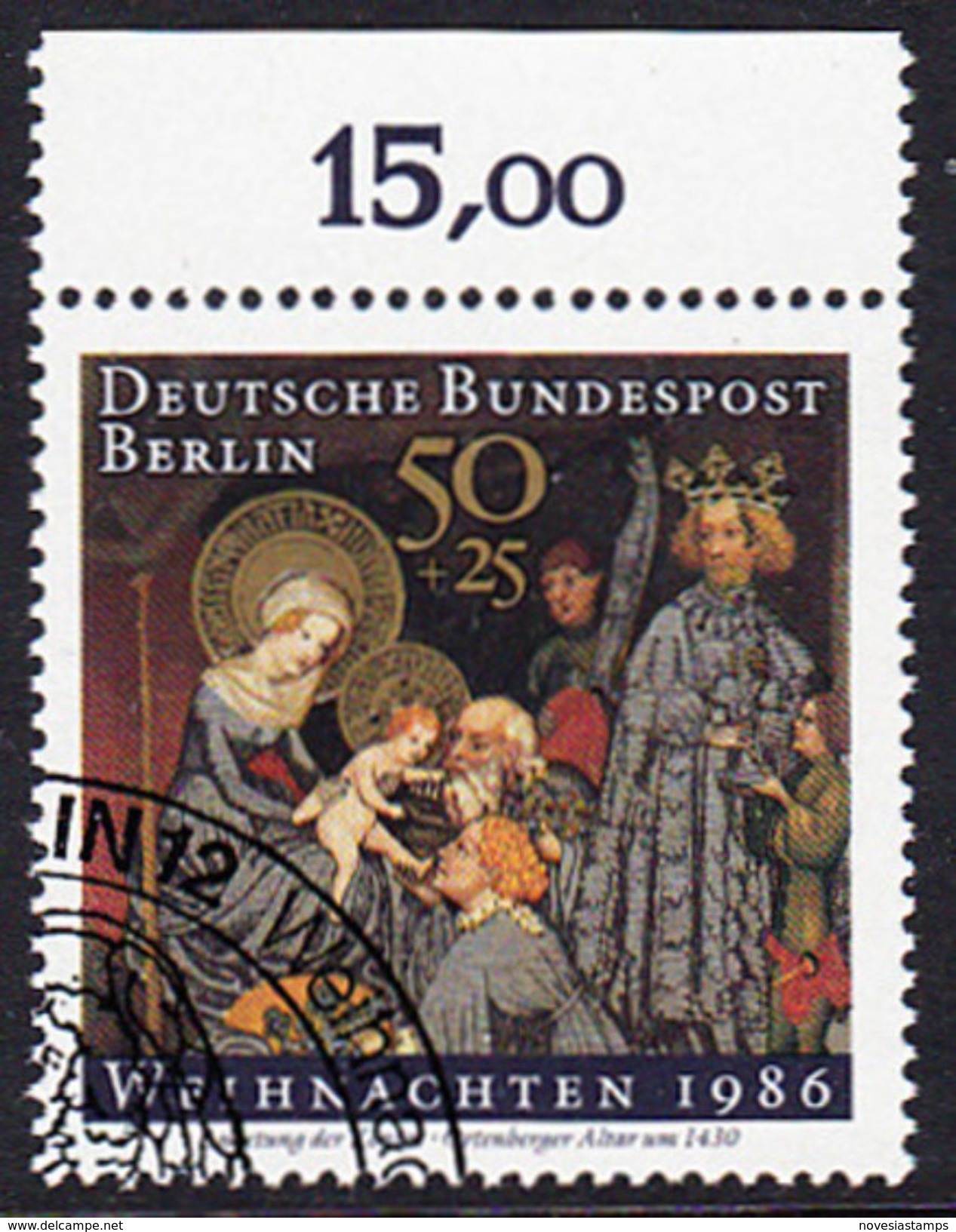 !b! BERLIN 1986 Mi.769 USED SINGLE W/ Top Margin (b) - Christmas - Gebraucht