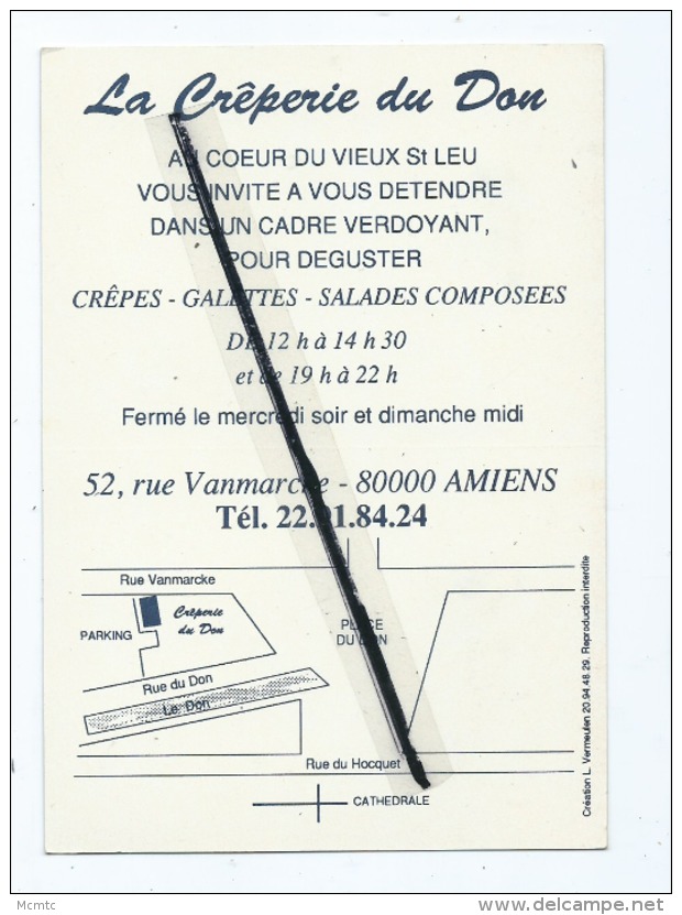 Carte De Visite  -  La Crêperie Du Don  ,au Cœur Du Vieux St Leu  -  Amiens - Visiting Cards