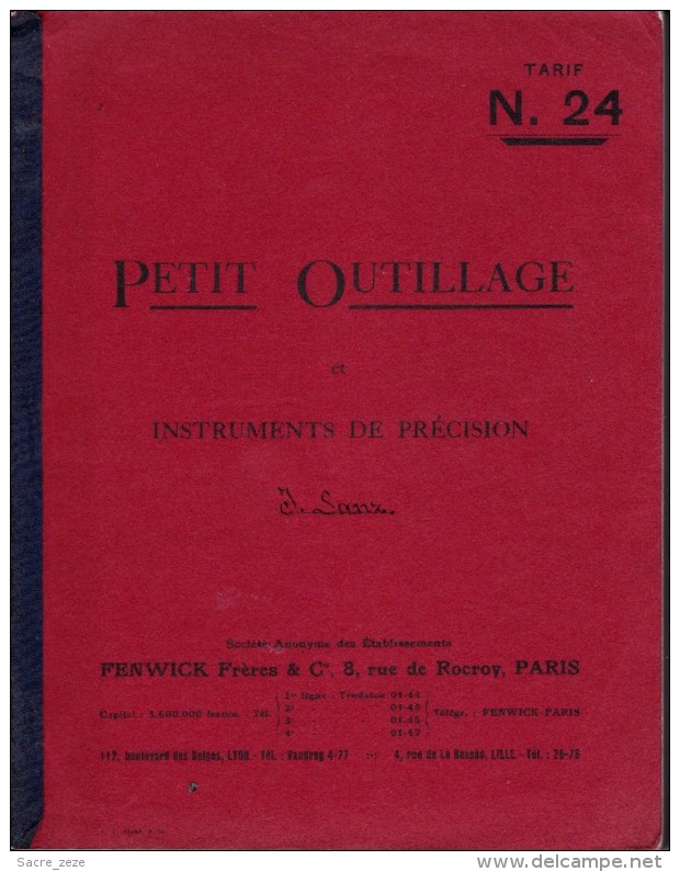 CATALOGUE FENWICK 1924-petit Outillage Et Instruments De Précision-envoi Gratuit - Bricolage / Technique