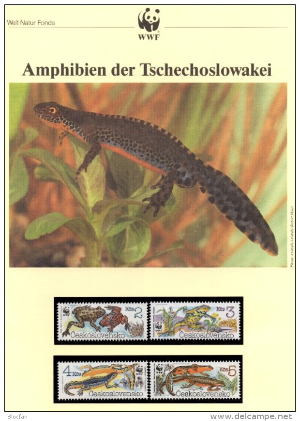 CSR WWF-Set 85 Amphibien Tschechoslowakei 3007/0 **/FDC/MC 29€ Naturschutz Molch Dokumentation 1989 Fauna Stamps Of CSSR - Colecciones & Series