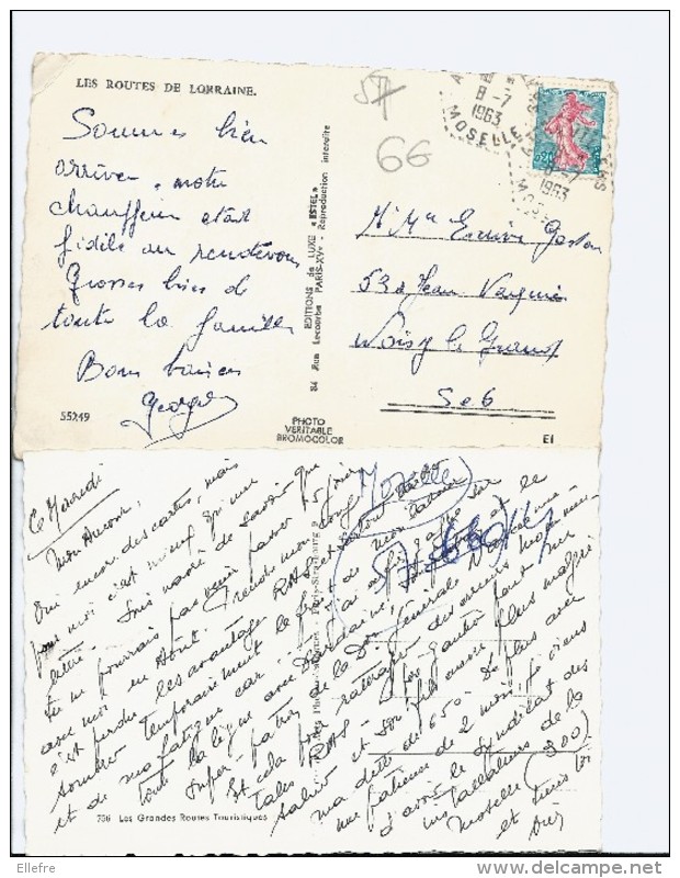 Lot De 2 Cpsm : Routes De Lorraine Metz St Avol Forbach - Metz Longwy - Scan Recto Verso ( Angle Carte 1 Pliure ) - Lorraine