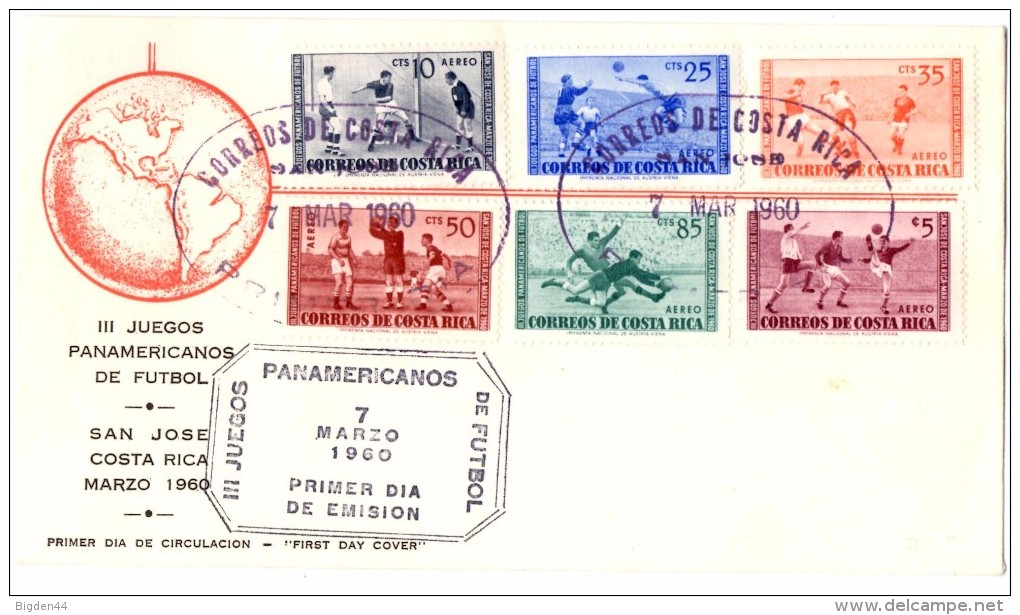 Juegos Panamericanos Futbol 1960_FDC_Costa Rica - Fußball-Amerikameisterschaft