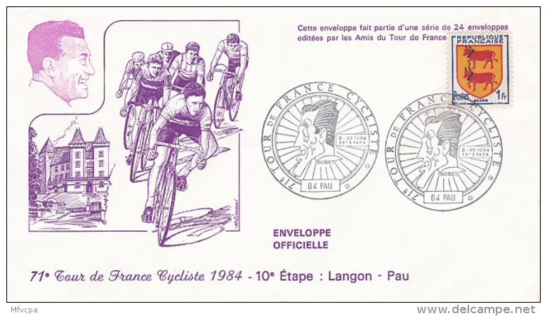 L4K036 France 1984  71eTour De France Cycliste 1984 10eme Etape Langon Pau Obl Com. 08 07 1984 - Radsport