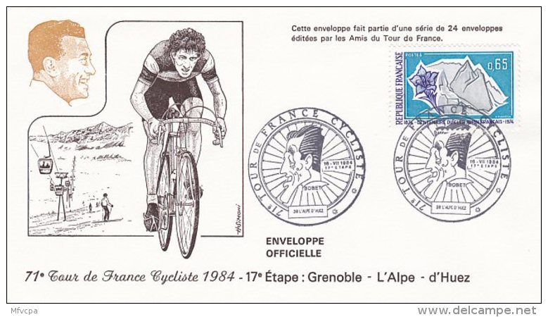 L4K043 France 1984  71eTour De France Cycliste 1984 17eme Etape Grenoble L'Alpe D'Huez Obl Com. 16 07 1984 - Radsport