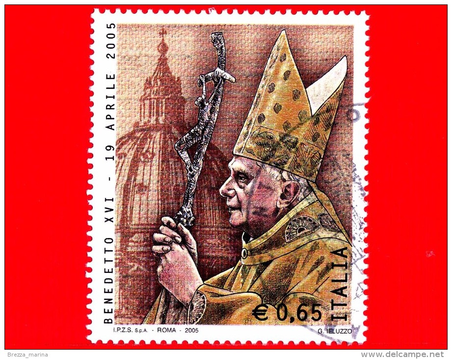 ITALIA - Usato - 2005 - Papa Benedetto XVI E Cupola Di San Pietro - 0,45 € • - 2001-10: Used