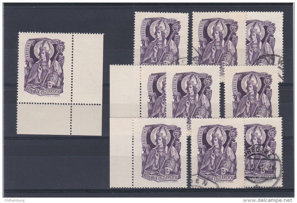 Österreich 1949, ANK 948 - 1000. Geburtstag Des Heiligen Gebhard, Je 5 Stück ** Und 5 Stück O Gestempelt (ANK 30.- €) - Unused Stamps