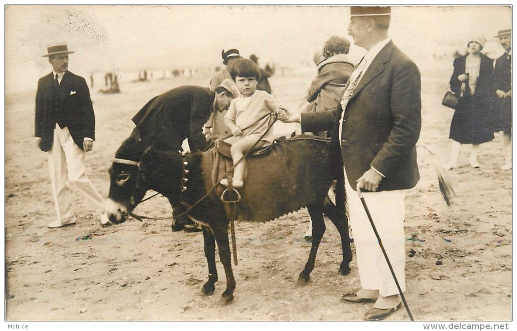 SCÈNE DE PLAGE - Promenade Avec âne.(carte Photo). - Anes