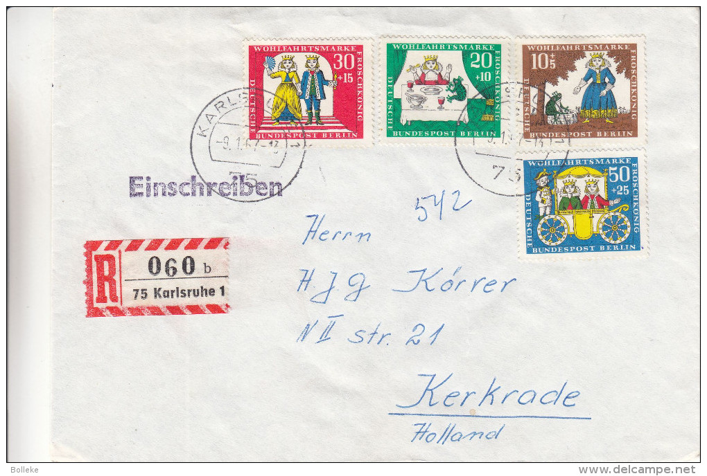 Berlin - Lettre Recommandée De 1967 - Oblitération Karlsruhe - Contes De Grimm - Grenouille - Märchen, Sagen & Legenden