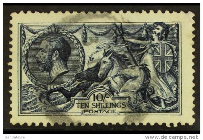 1913 10s Indigo-blue Seahorse, Waterlow Printing, SG 402, Good Used With Light Smudgy Cancel. For More Images,... - Unclassified