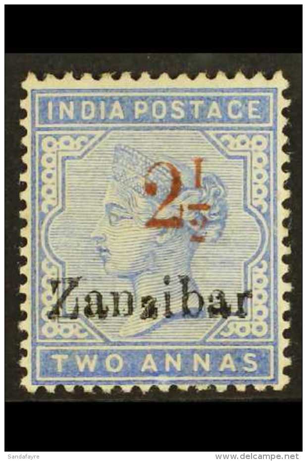 1896 2&frac12; On 2a Pale Blue, Variety "inverted 1 In &frac12;", SG 26J, Very Fine Mint. For More Images, Please... - Zanzibar (...-1963)