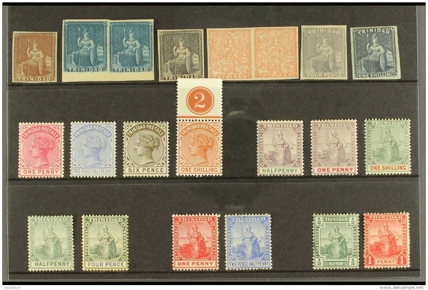 1851-1909 MINT SELECTION On A Stockcard. Includes An Imperf Range, All With Four Margins Including 1851-55 Blued... - Trinidad & Tobago (...-1961)