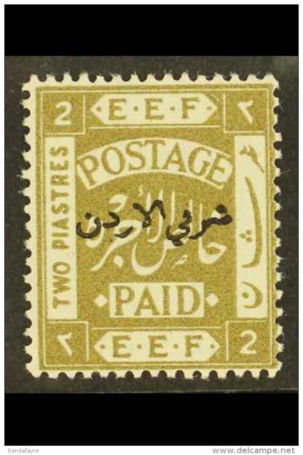 1920 2p Olive, Perf 15x14, With Overprint TYPE 1a (position R. 8/12), SG 6a, Very Fine Mint, Fresh, Rare Stamp.... - Jordan