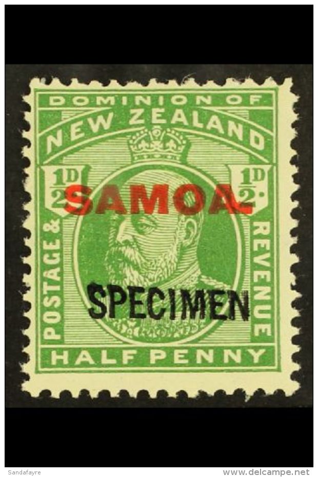 1916-19 &frac12;d Yellow- Green With "SPECIMEN" Overprint, SG 115s, Never Hinged Mint. Rare. For More Images,... - Samoa