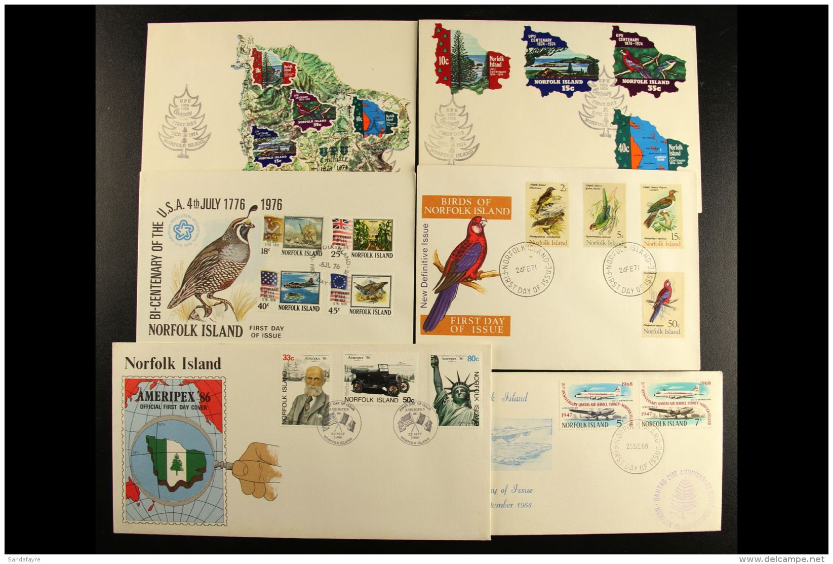 1947-1992 Philatelic &amp; Commercial Covers Hoard, Inc 1947 Original Set On Cover Front, Official Stampless... - Norfolk Island