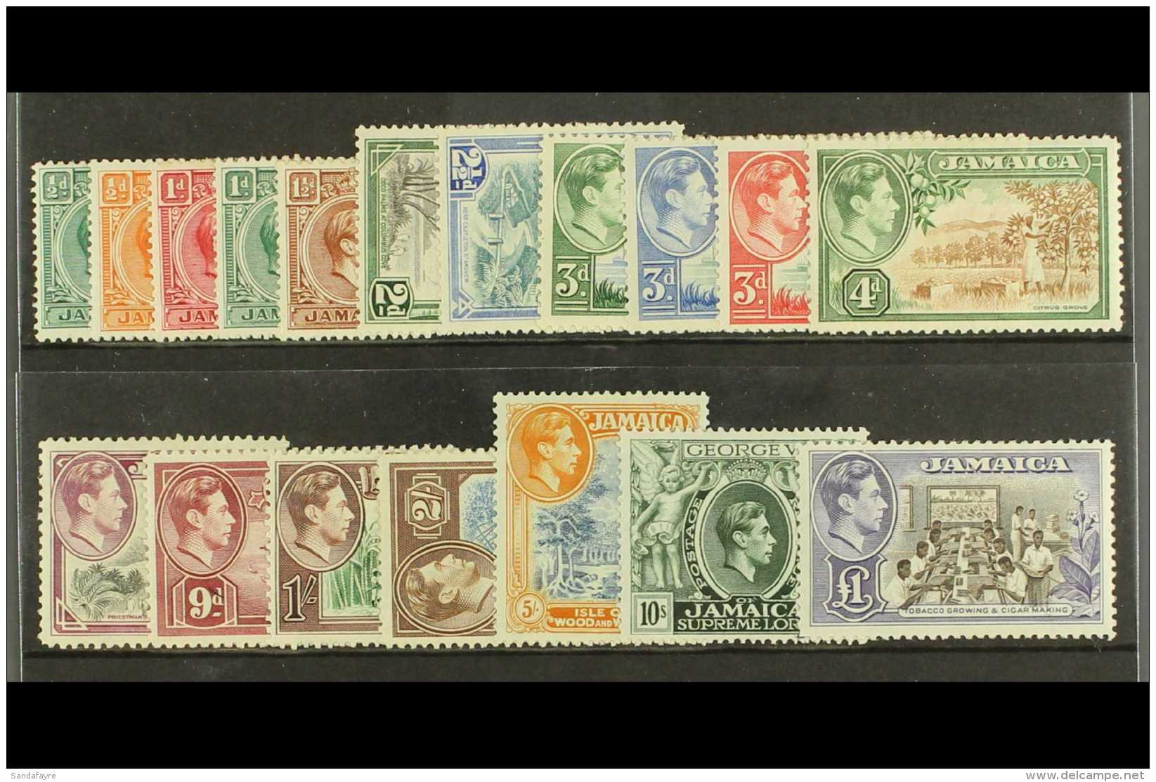 1938-52 Definitives Complete Set, SG 121/33a, Fine Mint (18 Stamps) For More Images, Please Visit... - Jamaica (...-1961)