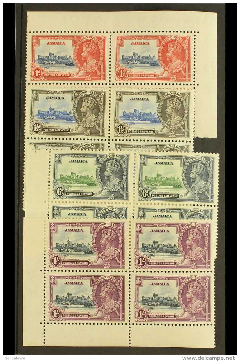 1935 Silver Jubilee Complete Set, SG 114/117, As Never Hinged Mint BLOCKS OF FOUR. (4 Blocks, 16 Stamps) For More... - Jamaica (...-1961)