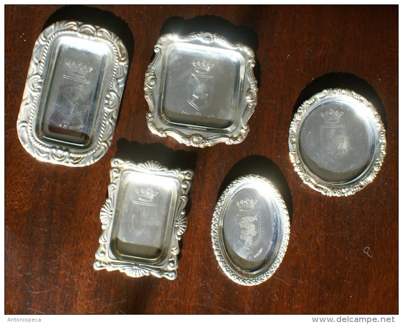 ITALIA - COLLEZIONE DI 5 PIATTINI IN SILVER PLATE STEMMI ARALDICI - Altri & Non Classificati