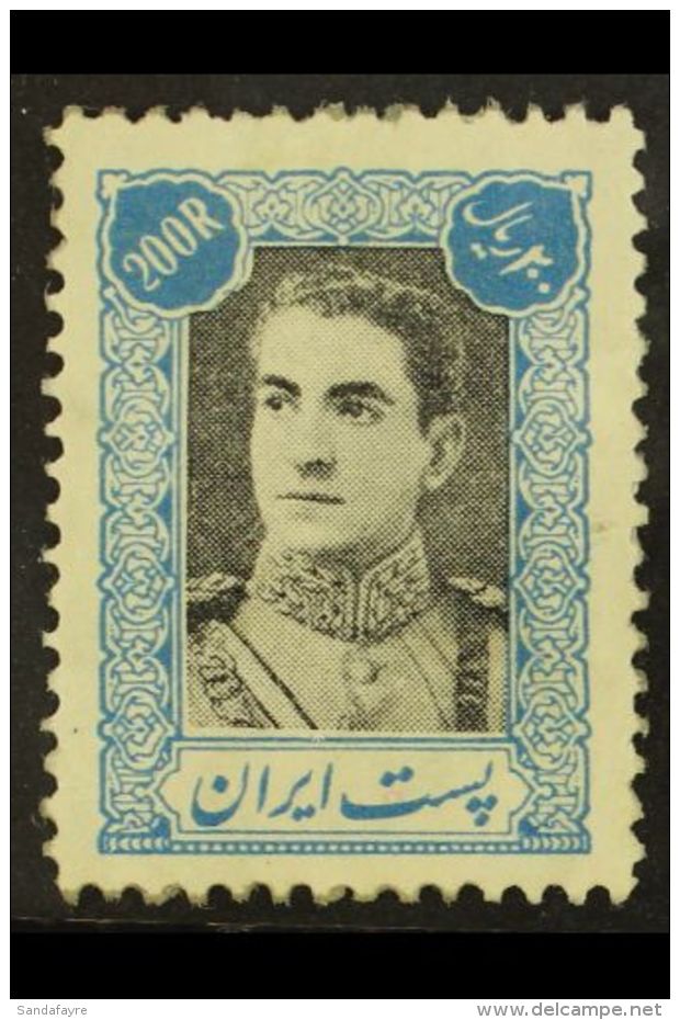 1942-45 200r Black And Blue Mohammed Riza Pahlavi, SG 883, Fine Mint. For More Images, Please Visit... - Iran