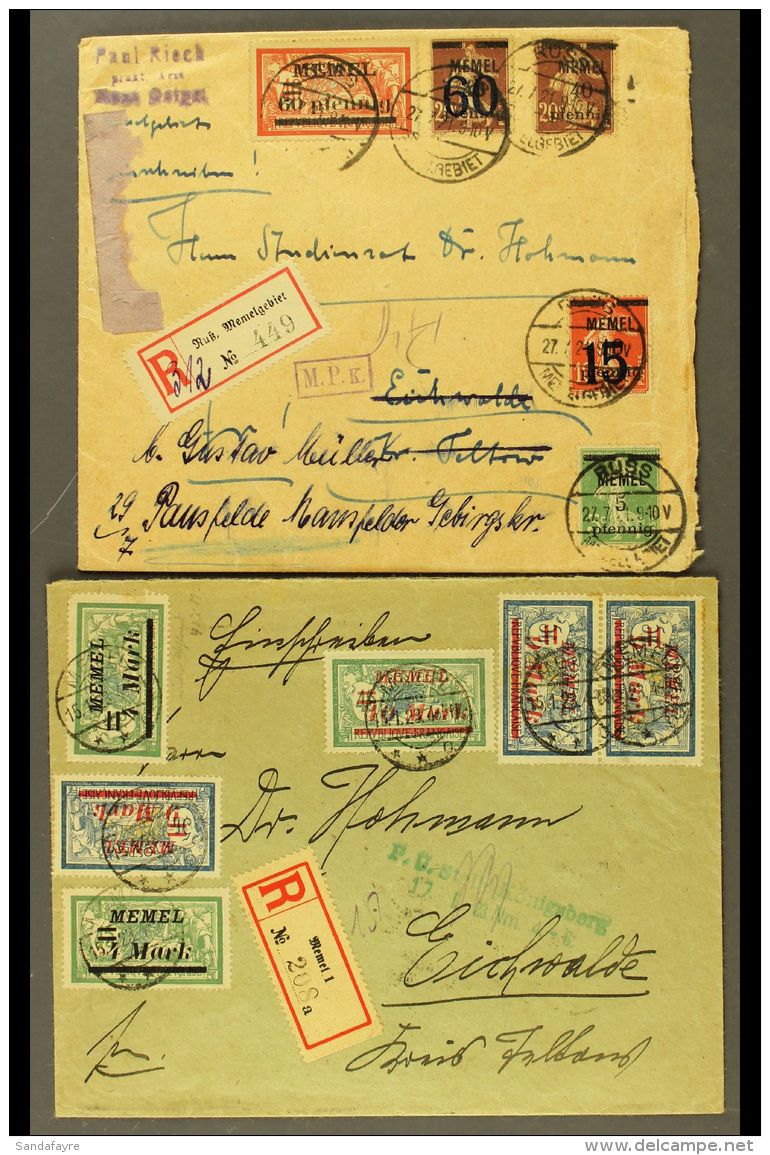 1921-1923 Two Registered Covers With Multiple Frankings, One With Large Censor Label &amp; Tape On Reverse, The... - Other & Unclassified