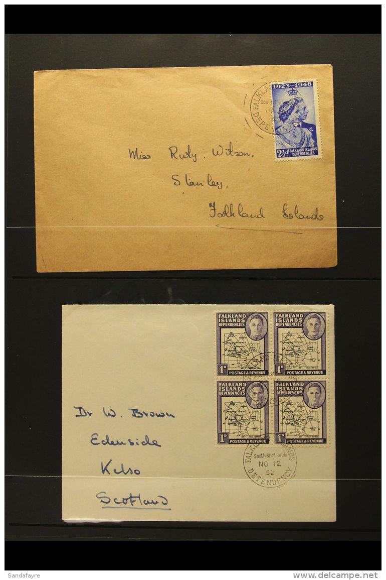 1949-58 COVERS &amp; CARDS A Small But Interesting Group That Includes Commercial Mail, Air Letter &amp; A... - Falkland Islands