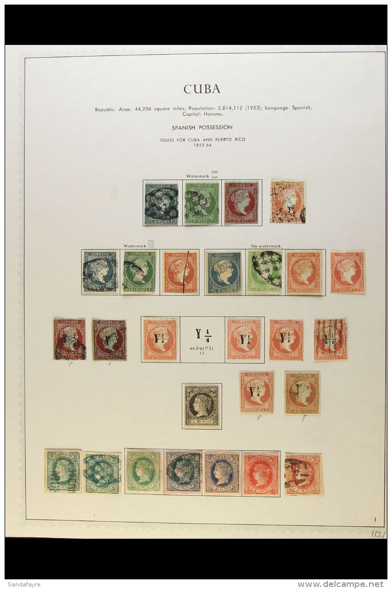 SPANISH PERIOD HIGHLY COMPLETE 1855-1898 Powerful Mint And Used Collection On Album Leaves, Mostly Fine Condition... - Other & Unclassified