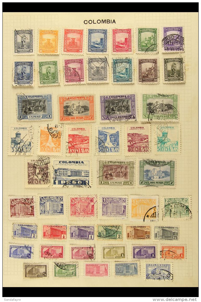 1904-1945 OLD TIME COLLECTION On Various Homemade Pages. A Chiefly ALL DIFFERENT Used Collection With Values Seen... - Colombia