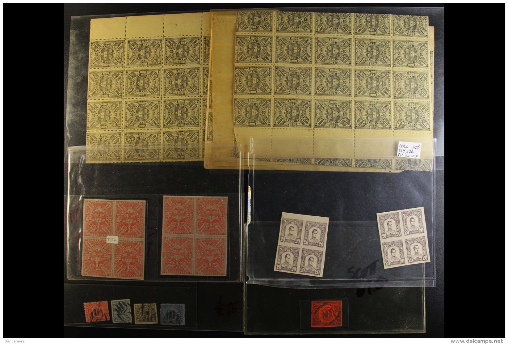 1870-1899 WEIRD GROUP. Includes 1870 10p Used, Four Stamps With US Transit Cancels, Revenues Timbre Nacional 1889... - Colombia