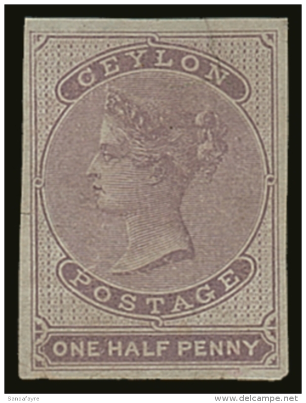 1857-64 &frac12;d Reddish Lilac Imperf (blued Paper), SG 16, Very Fine Lightly Hinged Mint With 4 Large Neat... - Ceylon (...-1947)