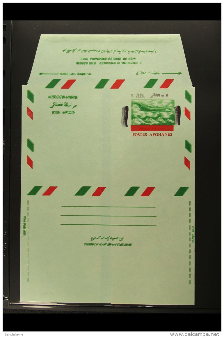 AEROGRAMME 1972 8a On 14a Green, Red &amp; Black, Type I With GREEN PRINTED DOUBLE Variety (aircraft Stamp... - Afghanistan