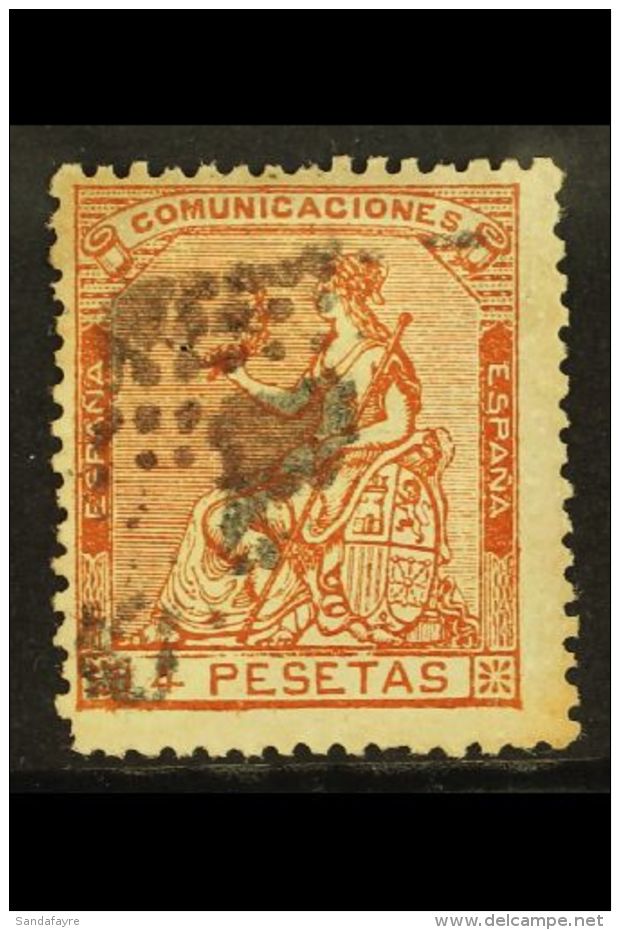 SPERATI FORGERY Spain 1873 4p Chestnut (his Reproduction A), Used With Short Corner Perf &amp; Discolouration. For... - Unclassified