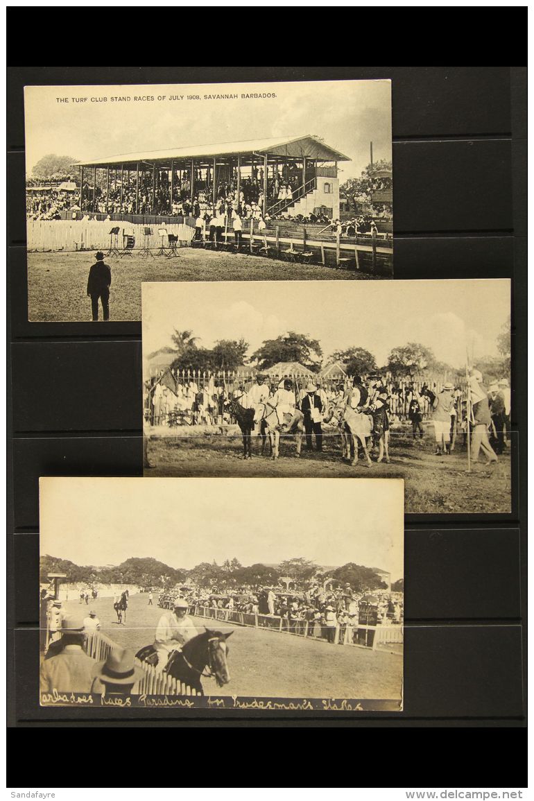 HORSE RACING Barbados Three Interesting Picture Post Cards Of Circa 1908 Race Meetings, Unusual And Active Scenes.... - Unclassified