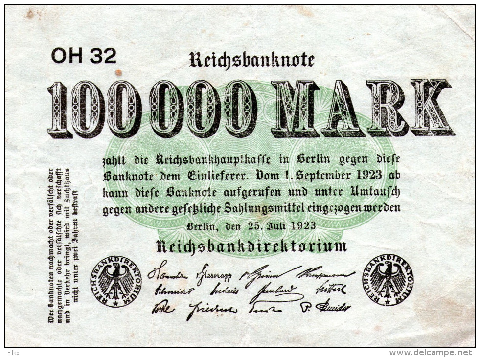 Germany,inflation,100 000 Mark ,25.07.1923,P.91a,as Scan - 100.000 Mark