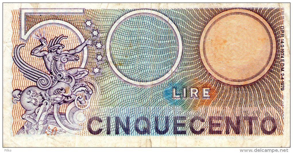Italy,500 Lit. ,P.94,2.4.1979,as Scan - 500 Liras