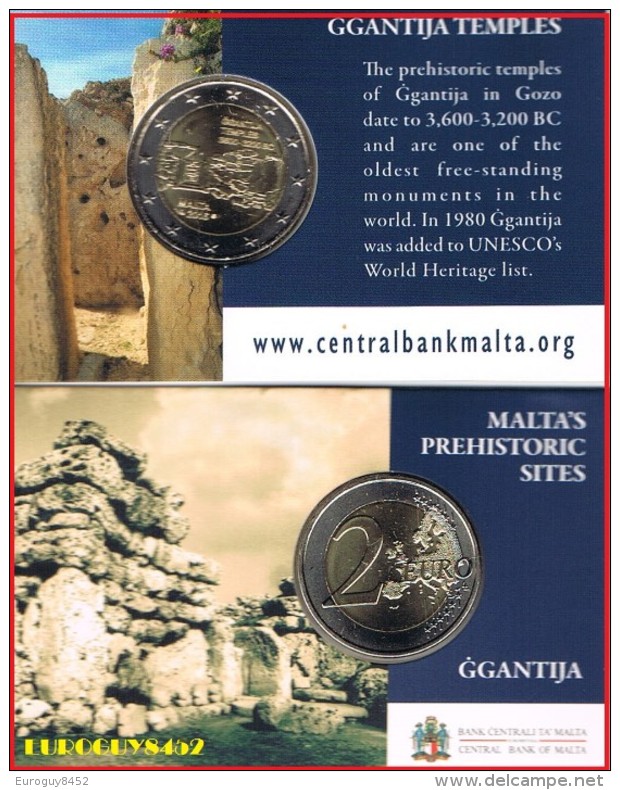 MALTA - COINCARD 2 &euro; COM. 2016 FDC - TEMPEL VAN GGANTIJA - Malta