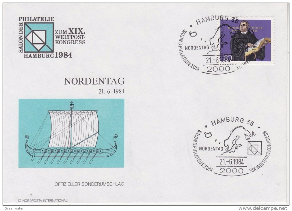 Germany 1984 Weltpostkongress Hamburg Nordentag Cover (F5827) - Brieven En Documenten