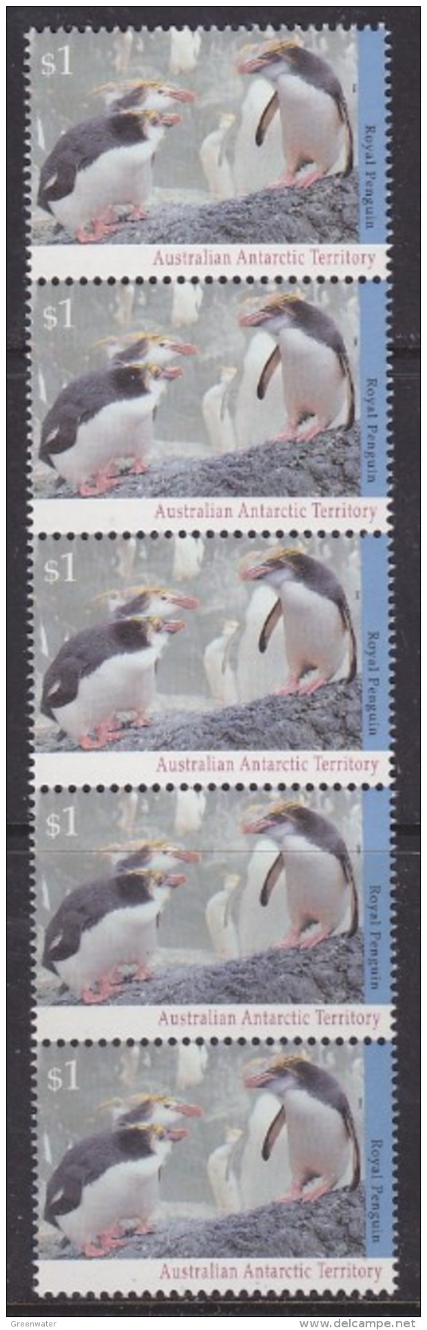 AAT 1993 Penguin 1$ Value Strip Of 5v  ** Mnh  (33093A) - Neufs