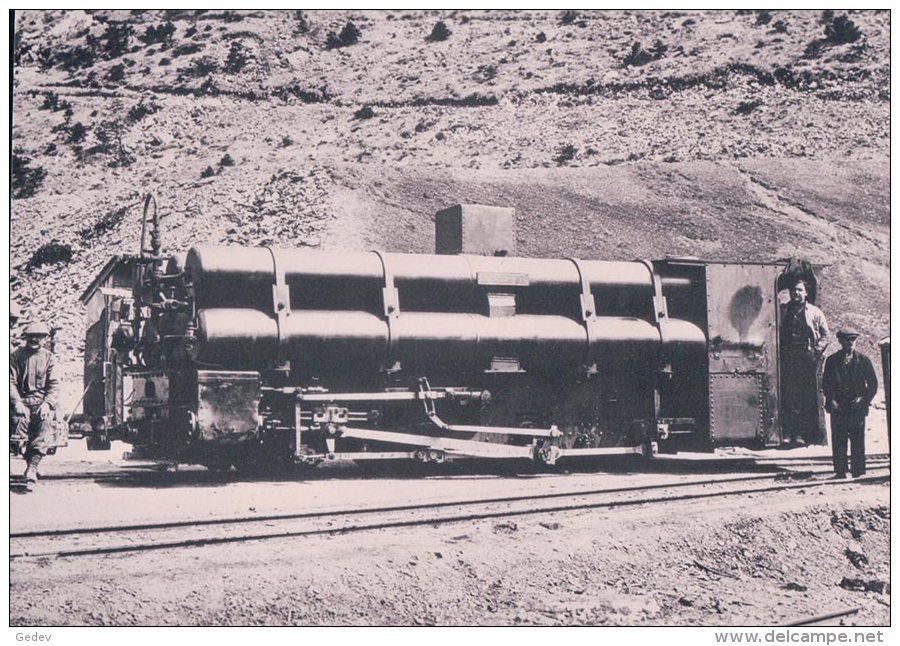 Chemin De Fer Lötschberg-Bahn En Construction, Locomotive 32 à Air Comprimé, Photo Retirage BVA BLS 168.11 - Ouvrages D'Art