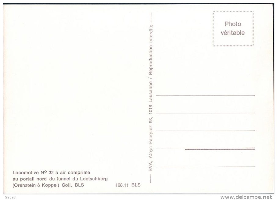 Chemin De Fer Lötschberg-Bahn En Construction, Locomotive 32 à Air Comprimé, Photo Retirage BVA BLS 168.11 - Ouvrages D'Art