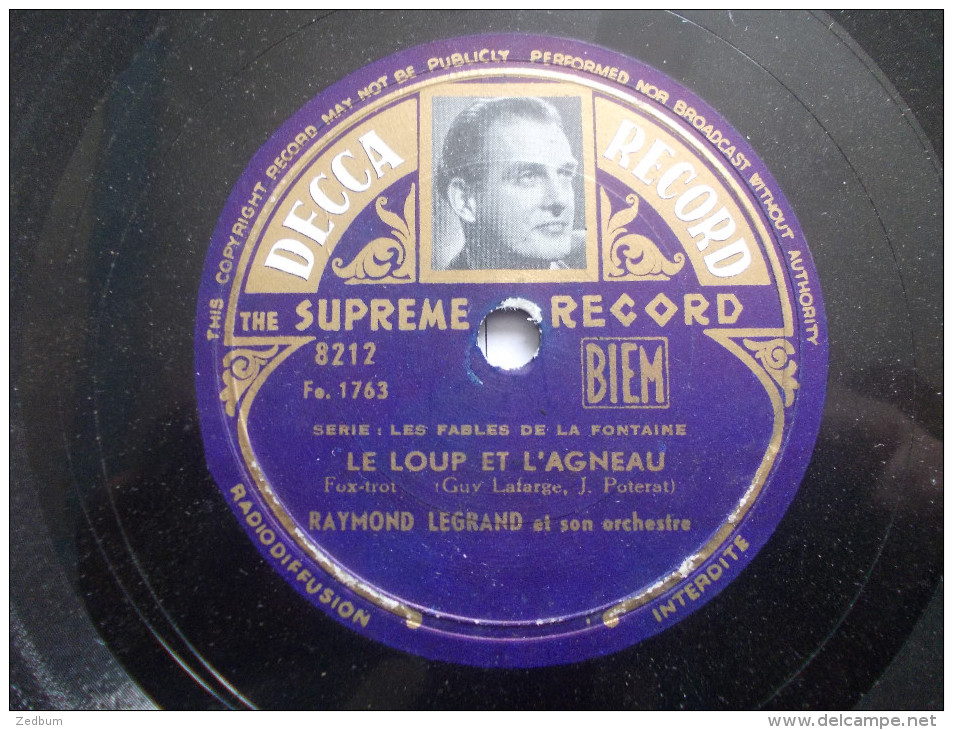 78T - Les Deux Pigeons Et Le Loup Et L'agneau Par Raymond Legrand - 78 T - Disques Pour Gramophone