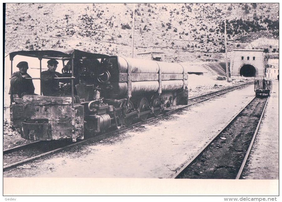 Chemin De Fer Lötschberg-Bahn En Construction, Locomotive 28 à Air Comprimé, Photo Retirage BVA BLS 168.10 - Ouvrages D'Art