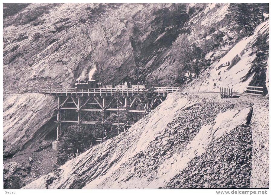 Chemin De Fer Lötschberg-Bahn En Construction, Train Sur Viaducs De Luogelkinn, Photo Retirage BVA BLS 168.9 - Ouvrages D'Art