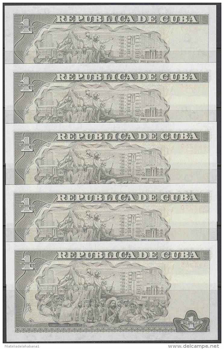 2005-BK-120 CUBA 2005. 1$. JOSE MARTI. 5 CONSECUTIVE UNC. - Cuba