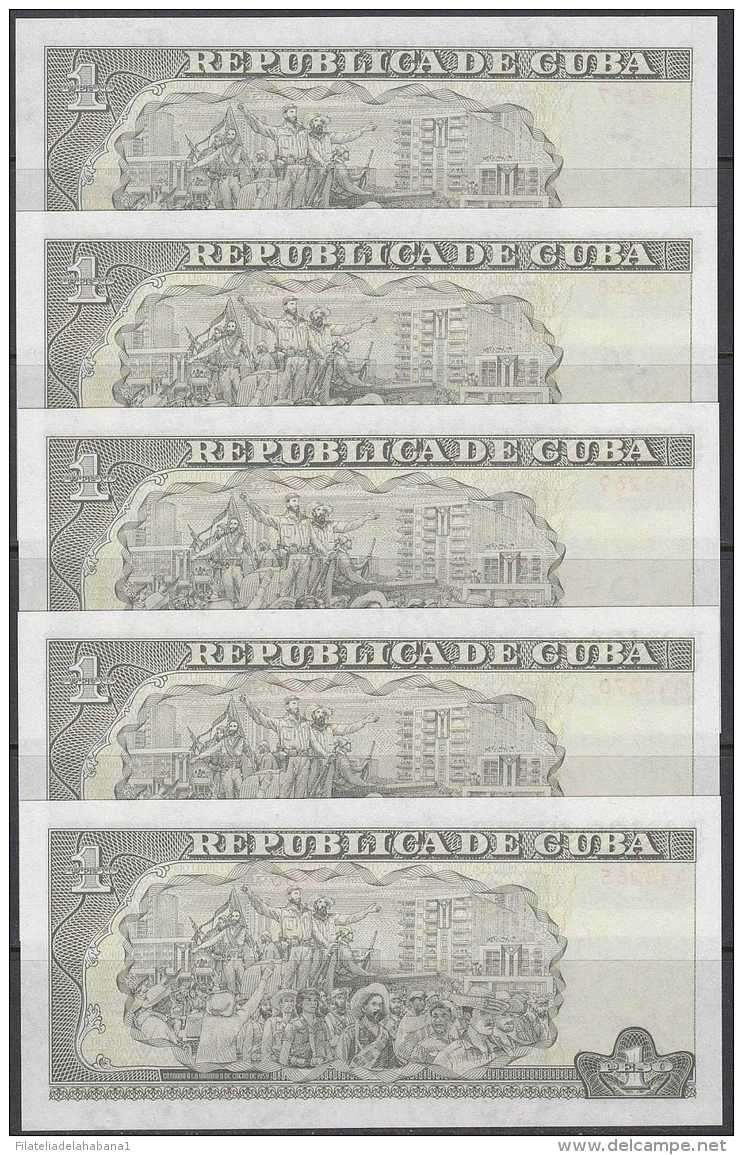 2008-BK-116 CUBA 2008. 1$. JOSE MARTI. 5 CONSECUTIVE UNC. - Cuba