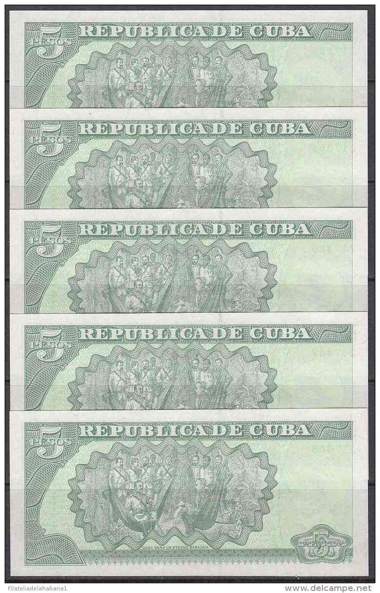 2011-BK-114 CUBA 2011. 5$. ANTONIO MACEO. 5 CONSECUTIVE UNC. - Cuba
