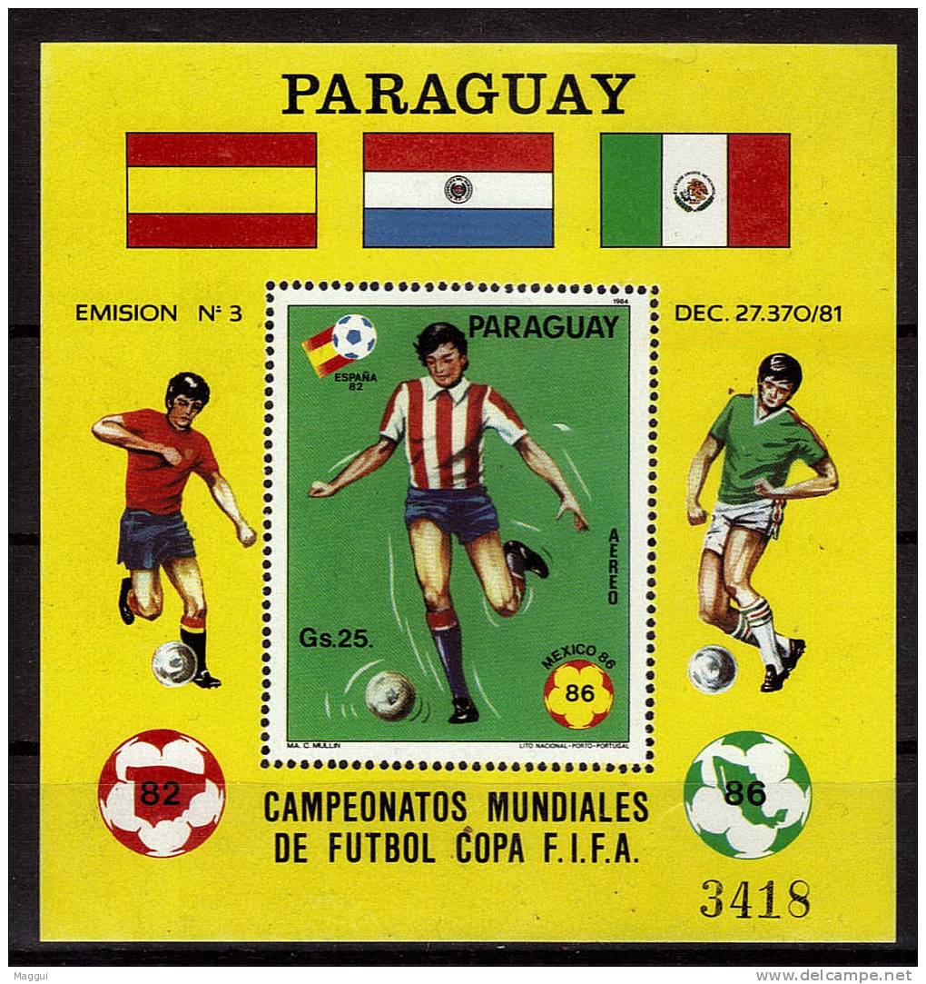 PARAGUAY  BF (michel N° 398)  * *  ( Cote 20e ) Cup  1982  Football Soccer Fussball - 1982 – Espagne