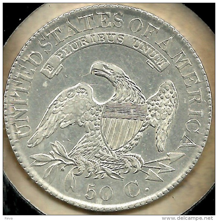 UNITED STATES USA 50 CENTS -1/2 DOLLAR EAGLE BIRD FRONT CAPPED BUST BACK 1827 AG SILVER KM? READ DESCRIPTION!! - 1794-1839: Early Halves (Prémices)