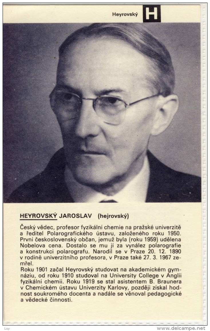 Jaroslav HEYROVSKY -  Tschechischer Physikochemiker,  Nobelpreis Für Chemie - Premio Nobel