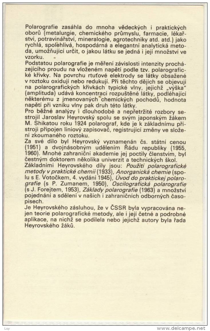 Jaroslav HEYROVSKY -  Tschechischer Physikochemiker,  Nobelpreis Für Chemie - Premi Nobel