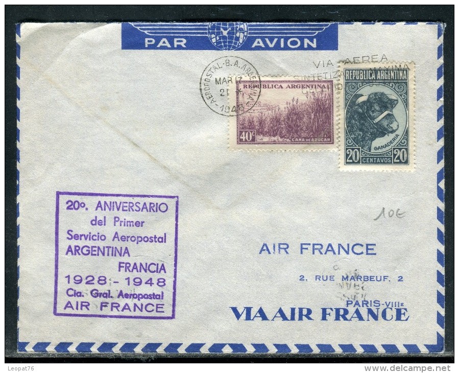 Argentine - Enveloppe Par Avion Pour La France En 1948 -  Réf O 153 - Lettres & Documents